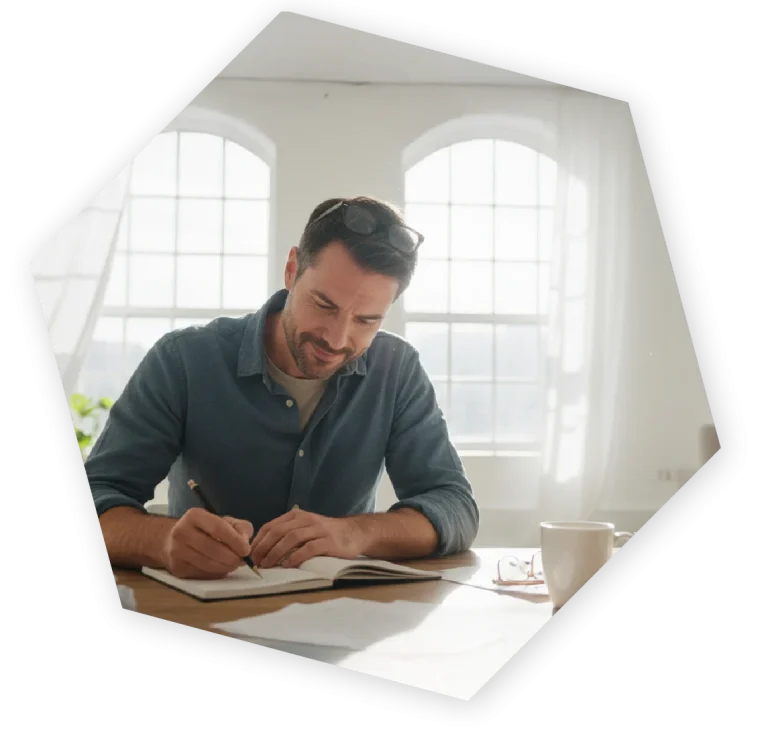 VIPD drijfverenanalyse - man geconcentreerd boek schrijven